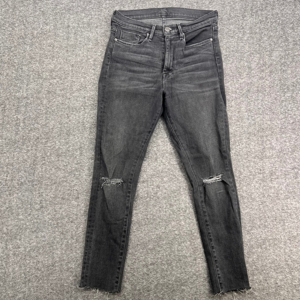 BDG Urban Outfitters Twig High Rise Crop Skinny Jeans Black Distressed 28W